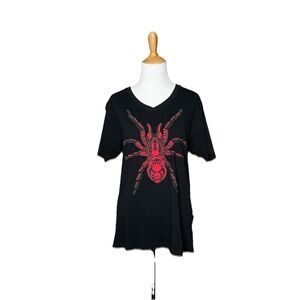 Prison Art Black Short Sleeve Tshirt with Red Spider Size Medium 100% Cotton